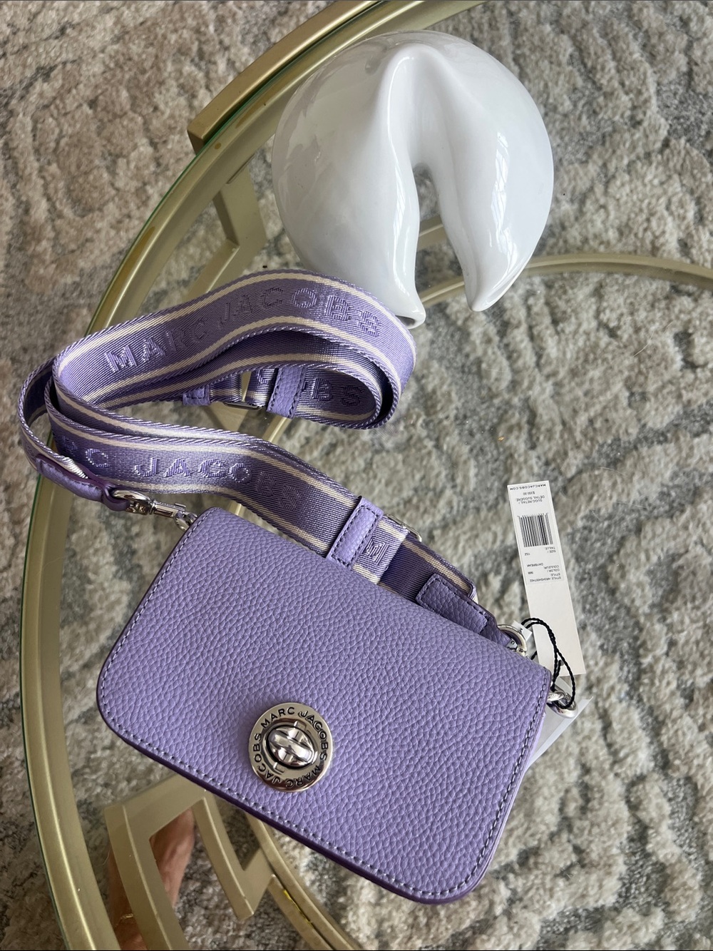 New Marc Jacobs Daybreak Lavender Pebbled Leather Crossbody with (2) Straps